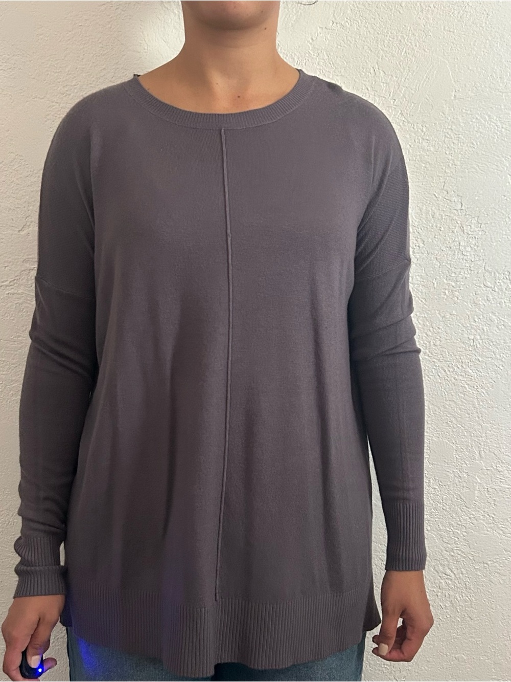 tea n rose Women's Long Sleeve Crewneck Tunic - Charcoal
